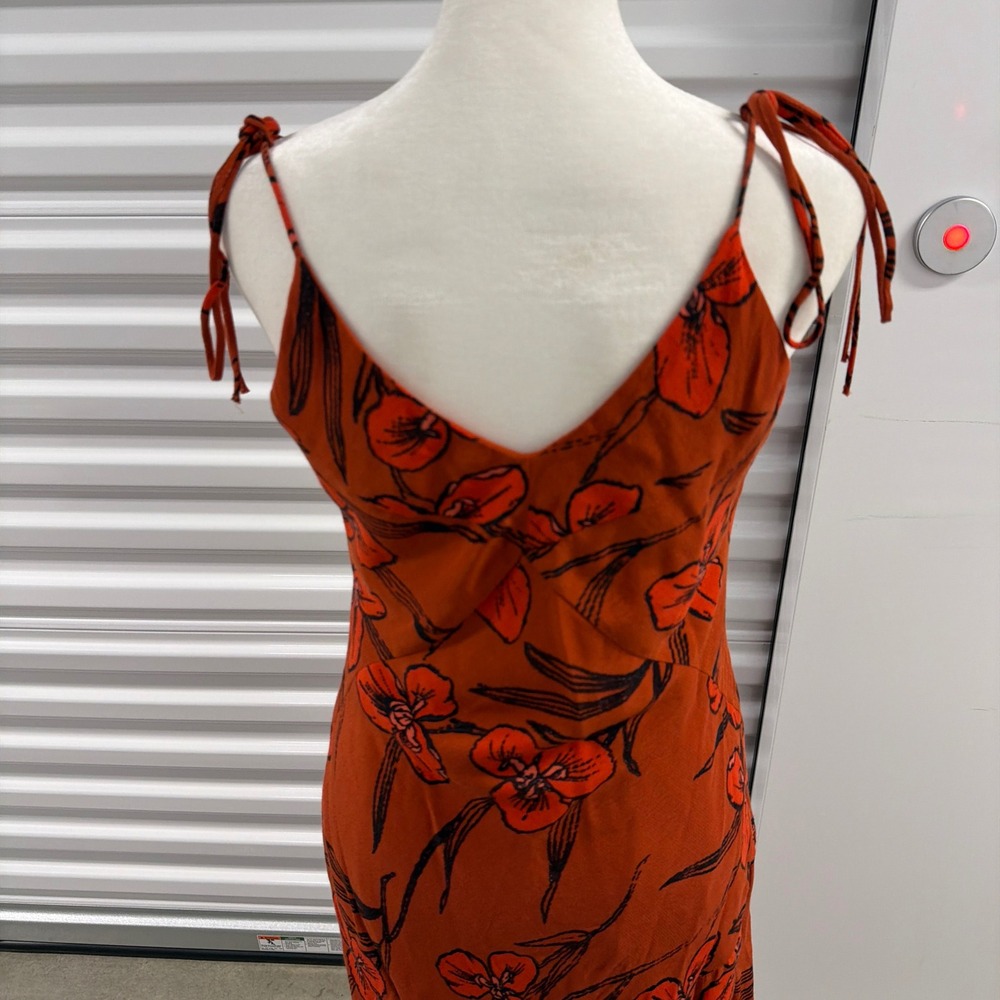 Floral Slip Midi Dress in Burnt Orange - Picture 7 of 11